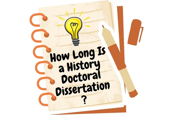 Notebook cover written, ‘How long is a history doctoral dissertation’